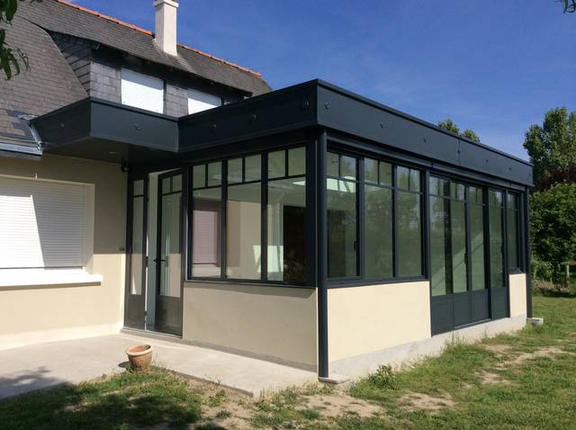 Véranda et extension aluminium — Réalisation JLR Menuiseries Angers